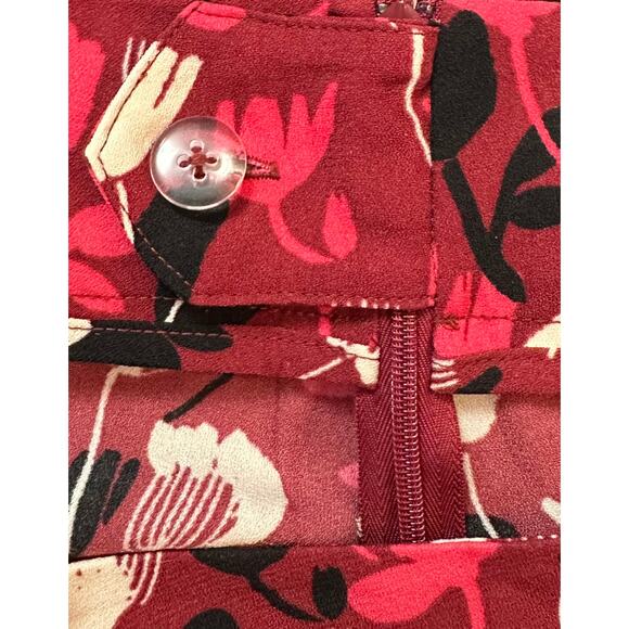 Cabi Corsage Floral Midi Skirt Wine Blossom Red High Low Feminine Flowy Size 4 - Picture 8 of 10